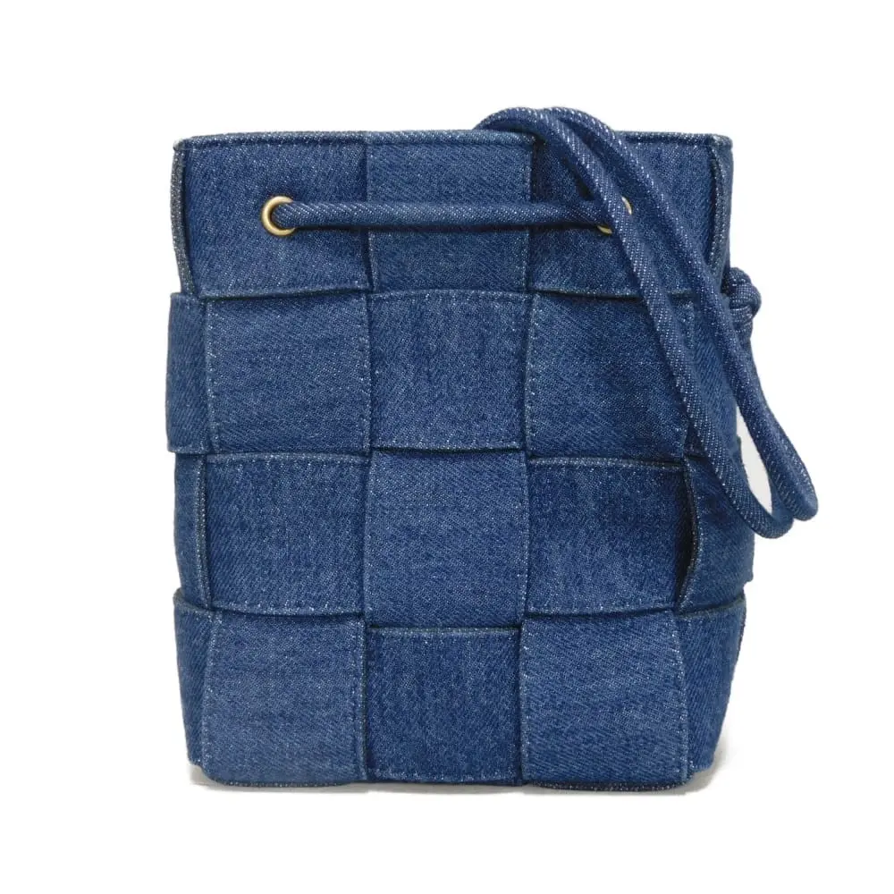 Pre-owned BOTTEGA VENETA Denim Shoulder Bags Cassette Small Bucket Bag shoulder bag