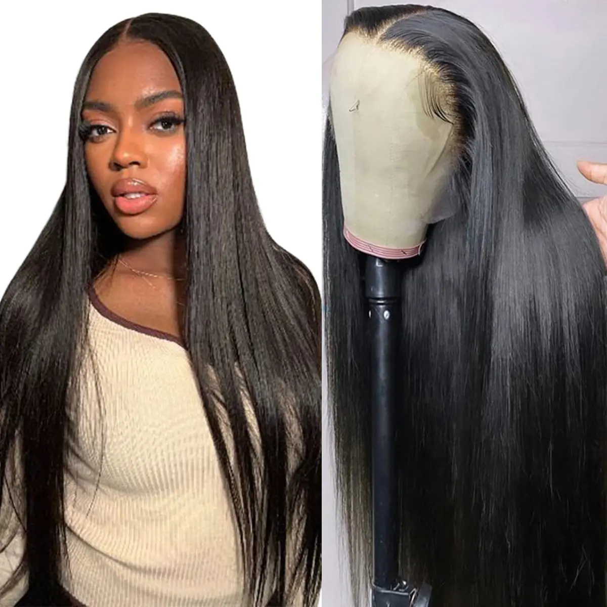 【LIve Only】13x4 Bone Straight Human Hair Wigs 13x4 Lace Frontal Hair 150% Density Human Hair Wig 22-30 Inch Straight Transparent Lace Human Hair Wig For Black Women