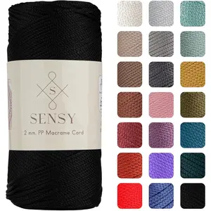 Premium 2mm 251 Yards Polyester Rope 100% Polypropylene Cord Macrame Cord 2mm Crochet Bag Cord Macrame Rope Crochet Thread Gift for Knitter (Black)
