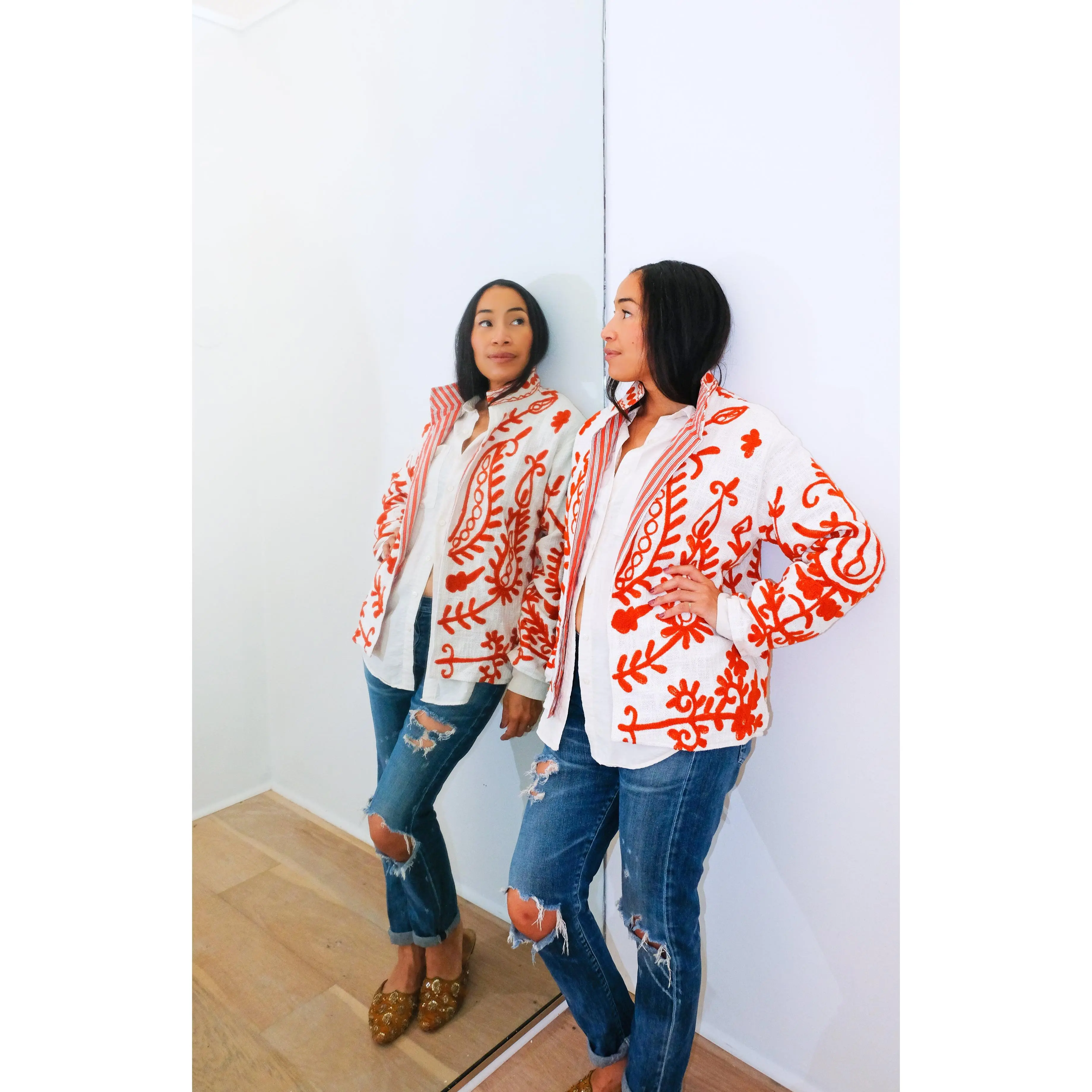 Sienna Short Cotton Slub Reversible Suzani Jacket