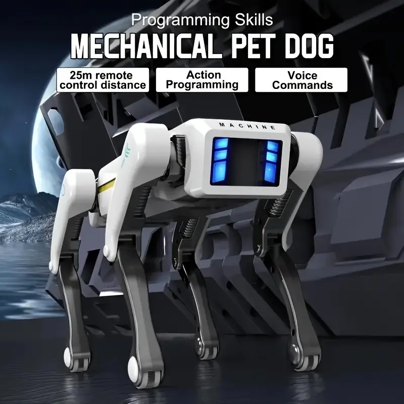 AI Intelligent Black Tech Robot Dog Adorable AI Companion Programmable Voice Commands Unlocking Future Playmates, New Gifts