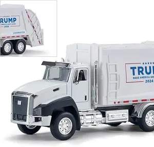 Loadmaster President Donald Trump 2024 Truck Toys Trump Garbage Truck Collectibles 2024 Election Souvenirs MAGA 1:50 Scale Pull Back Metal Model Car Toys Gift for Trump Fans