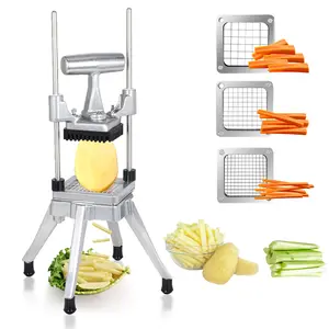 Hakka Commercial Vegetable Chopper French Fry Cutter w/3 Replacement Blades Commercial Onion Slicer Heavy Duty Potato Cutter Carrots Dicer Stainless Steel, include 3 Blades(1/2", 3/8", 1/4")