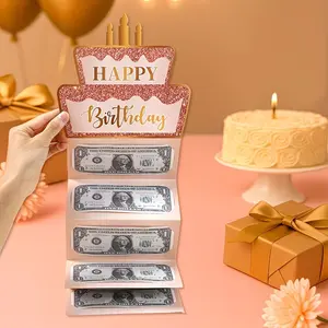 Birthday Greeting Card Set, Money Card with Envelope, Foldable Card, Vertical Cards, Birthday Celebration Supplies, Unique Creative Cash Holder