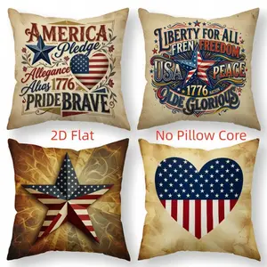 4pcs, 4th of July  Independence Day Themed Throw Pillow Covers, Patriotic Style, American Flag Pattern Design with "America", "Liberty", "USA" Words, Suitable Living Room, Bedroom, Sofa and Bed Decoration, 2D Flat, Single Sided Printing, No Pillow Core