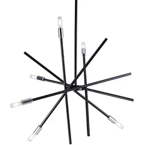 VILUXY Contemporary Chandelier Lighting Fixture 6-Light Matt Black Finish Mid-Century Pendant Lighting for Dining Room Bedroom K