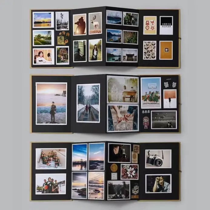 Mini Accordion Fold DIY Photo Album 10 Pages Kraft Paper Memory Book, Portable Growing Souvenir Scrapbook Creative Gift for Photo Collection