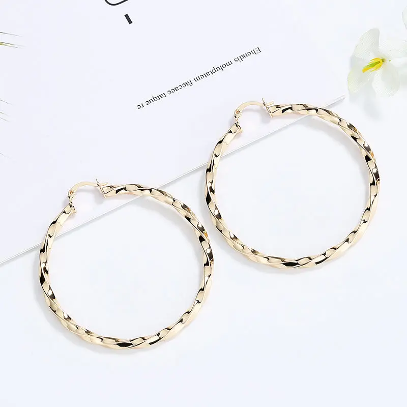18k Layered real gold filled Round twisted hoop earrings #20 18k Layered real gold filled Round twisted hoop earrings #20