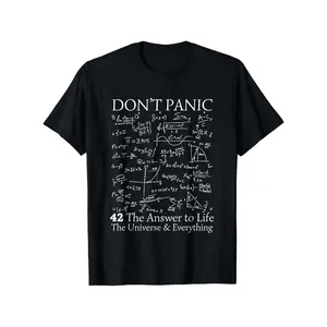 [100% Cotton] 100% Cotton 42 Answer to All Questions - Life Universe Everything Funny T-Shirt Hitchhikers Guide Inspired Math Equations Design 100% 180G Soft Breathable Fabric Unisex Casual Tee for Men & Women (S-XXXL) Perfect Gift for Science And Comedy