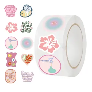 500 pcs/roll Danish Pink Roll Roll Stickers for DIY Decoration Phone Case, Mug, Scrapbooking, Tablet, Children's Toys - Waterproof Stickers