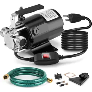 Water Transfer Pump, 115V 1/10HP Electric Utility Pump with /Off  1 * 6ft Water Hoses Kit for Removing Water from Garden Pools Aquariums Hot Tub Draining 1/8'' Low Suction