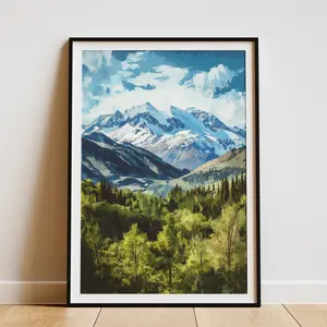 Denali National Park Poster Print Alaska Art Vintage Travel Style Mountain Landscape Art Alaskan Gift Home Decor Wall Art Print