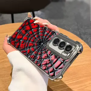 Black and red three-dimensional spider texture pattern protective shell suitable for SAMSUNG Galaxy S25 Ultra S24/S23/S22 Plus FE electroplated all inclusive anti fall phone case 064-07 Protection Casing Shockproof