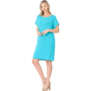 Short sleeve cuffed maxi dress