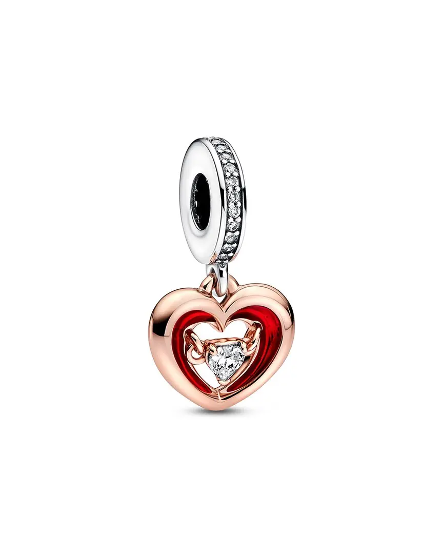 Pandora Moments 14K Rose Gold Plated CZ Radiant Heart Dangle Charm