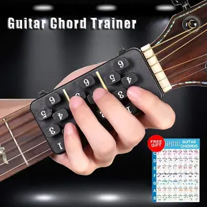 Beginner's original sound guitar chord trainer - portable 38-41 inch acoustic guitar learning system with simple reference charts