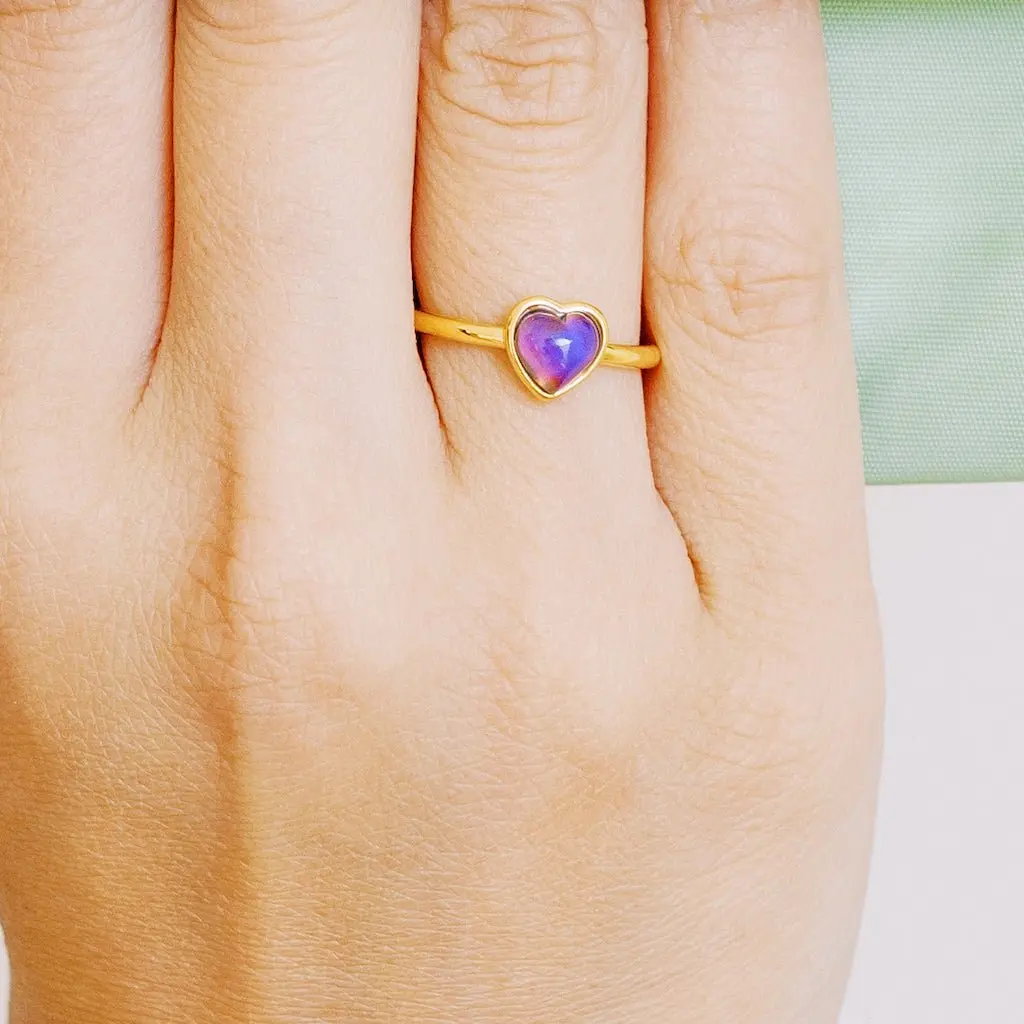 Color Changing Dainty Heart Mood Ring - Gold, Rose Gold, Silver