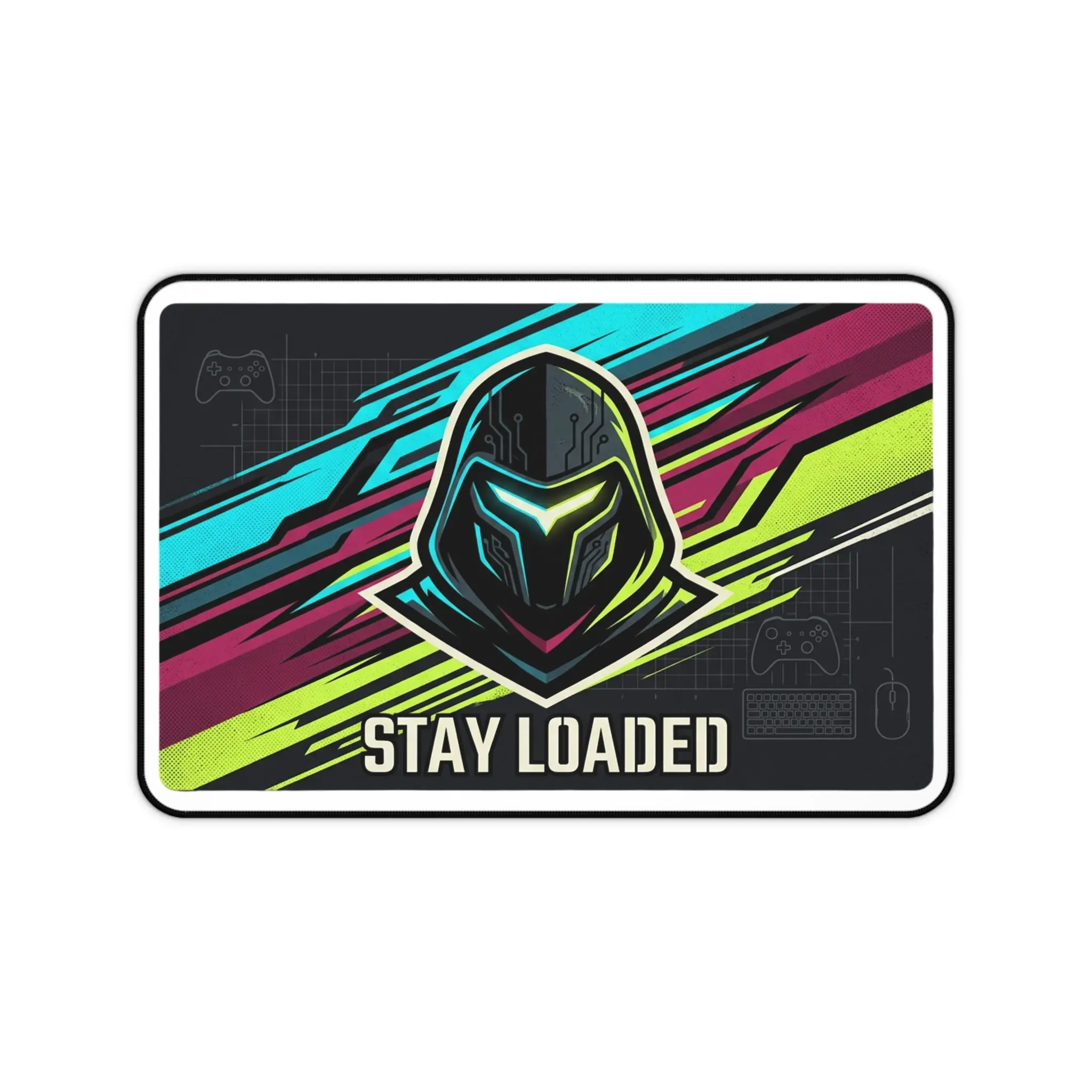 STAY LOADED Cyberpunk Gaming Desk Mat - XL Anti-Slip Mouse Pad, Neon Upgrade for Gamer Setup
