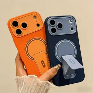 Two-in-one contrasting color stand with large viewing window, suitable for iPhone 17/16/15/14/13/12/11, shockproof, drop-proof, and waterproof protective case