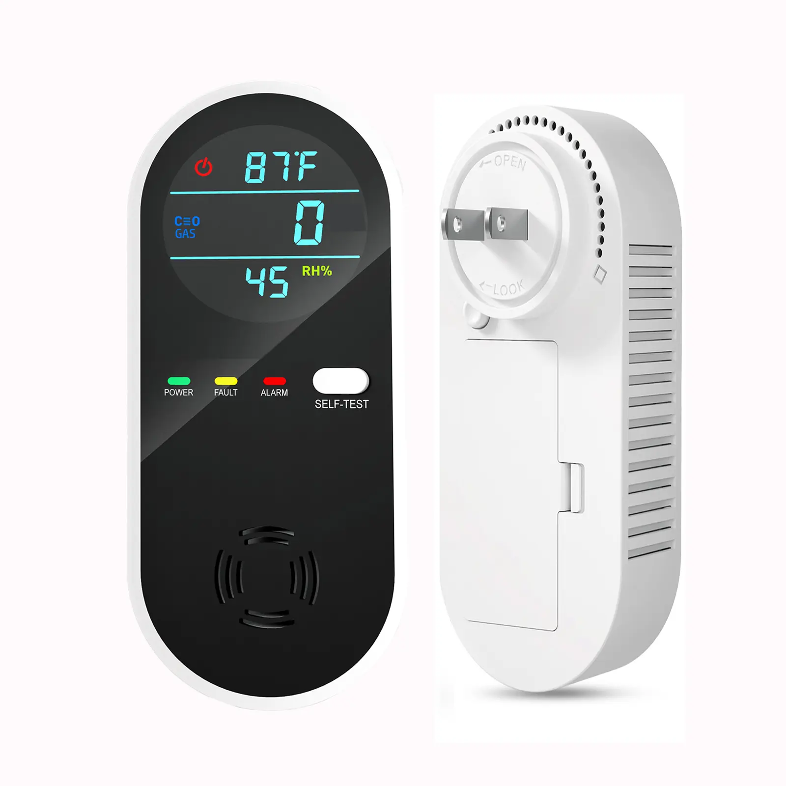 5-in-1 Portable Detector with Natural Gas & Temperature Humidity Sensors Plug-and-Play Design High-Definition Display Accurate Alerts Ideal for Kitchen Garage RVs Apartments