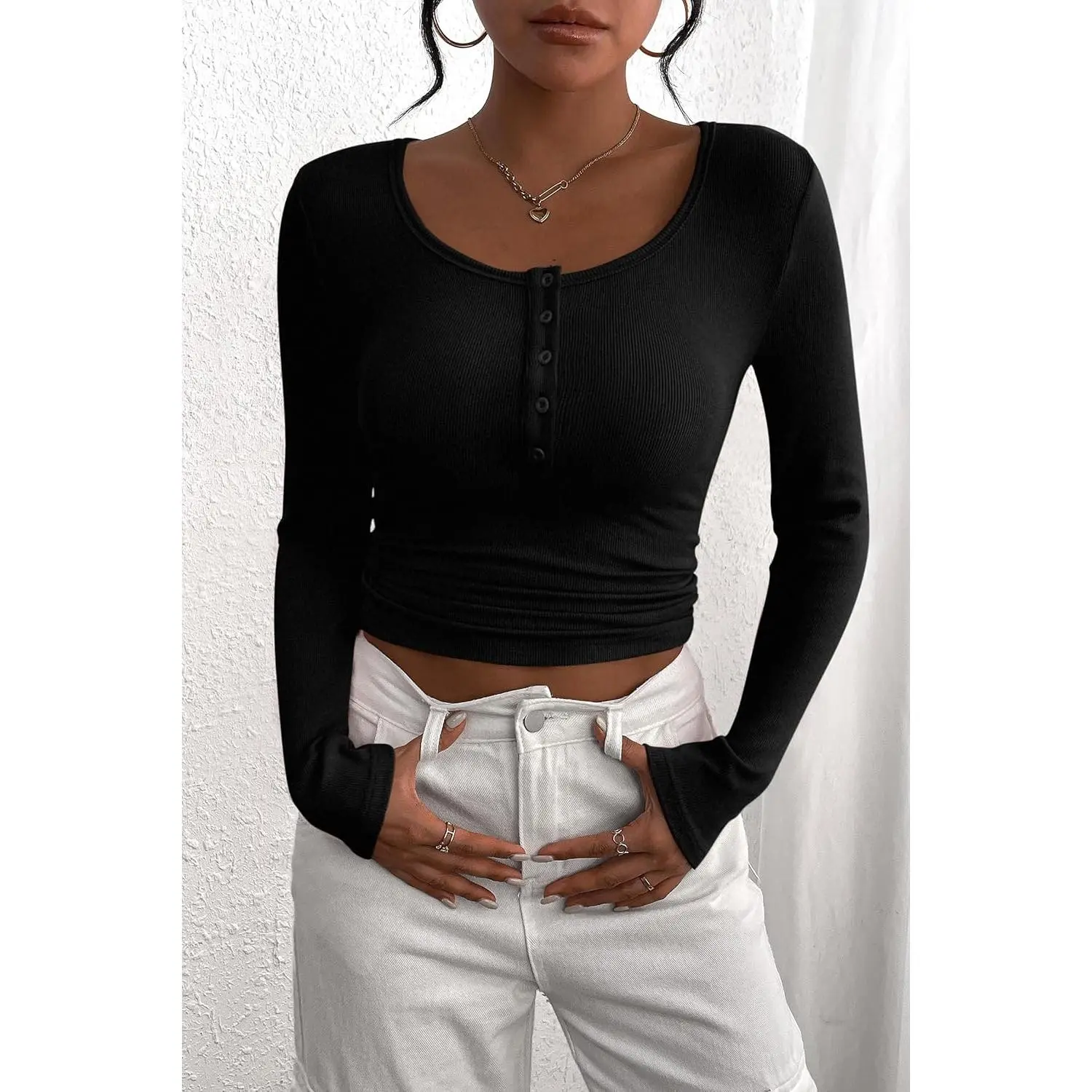 Women's 2026 Fall Long Sleeve Henley Button Ribbed Knit Slim Fit Basic T-Shirt Blouse - Casual Comfortable Everyday Wear Perfect for Daily Outfits Fashion Style Lightweight Soft Fabric Essential Clothing Women's 2026 Fall Long Sleeve Henley Button Ribbed Knit Slim Fit Basic T-Shirt Blouse - Casual Comfortable Everyday Wear Perfect for Daily Outfits Fashion Style Lightweight Soft Fabric Essential Clothing