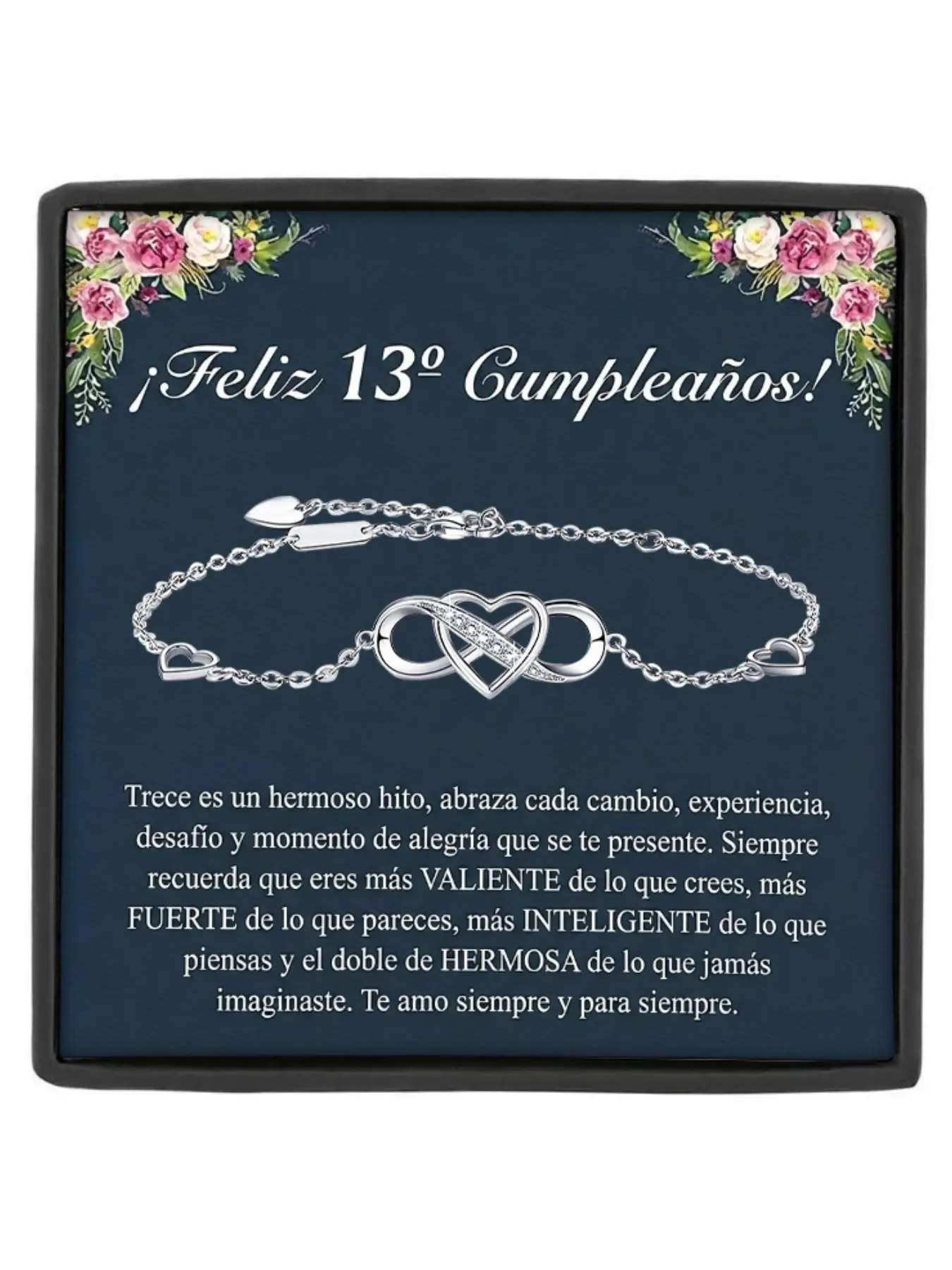 13th Birthday Bracelet for Her Infinity Heart Adjustable Copper Bracelet Forever Love Bangle with Message Card & Gift Box