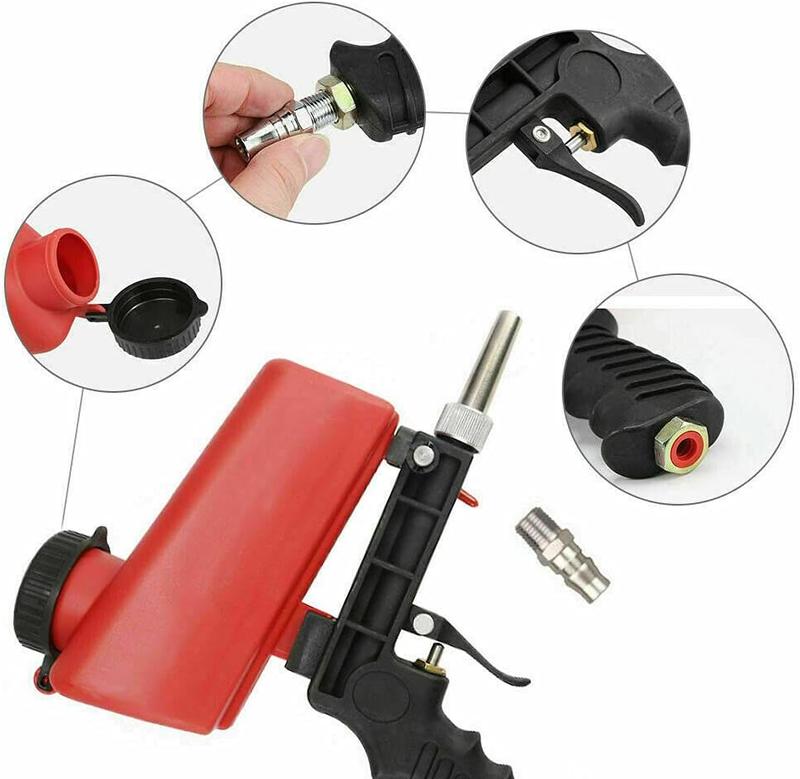 Pneumatic Sandblasting Gun, Portable Handheld Sandblaster, 90psi Sandblasting Gun, Air Sandblasting Gun, Sandblaster with 2 Nozzles and Air Regulator, for removing paint, rust, stains, and dirt from surfaces.tools and gadgets for him，mechanic tools