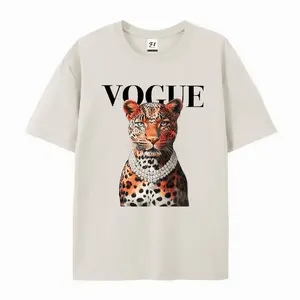 Men's Classic Fit Cotton Short-Sleeve Leopard Graphic T-Shirt, Casual Streetwear Top, Menswear Clothes