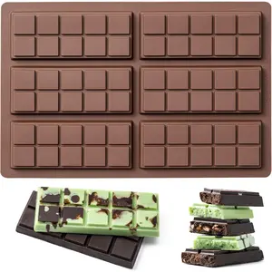 Chocolate Bar Mold Non-Stick Chocolate Molds 100% Food Grade Silicone Deep Mold for Dubai Pistachio Rod Candy Snacks Knafeh Pistachio Rod and More(10 Snap)