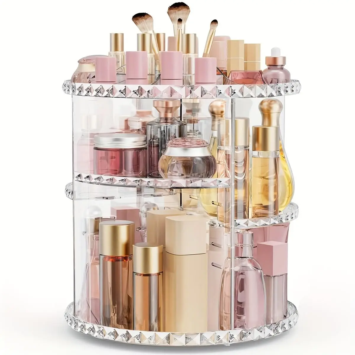 360° Rotating Makeup Organizer, Multi Layer Clear Large Capacity Spinning Skincare Organizer, Storage Holder for Home Bedroom Bathroom, Home Organizer
