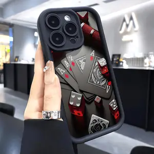Phone case for iPhone 16 Pro Max 15 Plus 14 13 12 11 XR XS Deck of playing cards Shockproof Silicone TPU Bumper Drop Protection Soft Cover