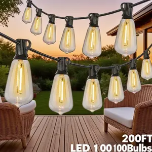 Outdoor String Lights Waterproof, Patio String Lights for Outside Shatterproof LED Filament Bulbs, Dimmable Hanging Lights for Christmas, Party, Cafe