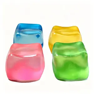 Transparent Cube Stress‑Relief Squishy Toy, Soft TPR Jelly‑Texture Fidget Toy, Colorful Squeeze Sensory Toy for Daily Anxiety Relief