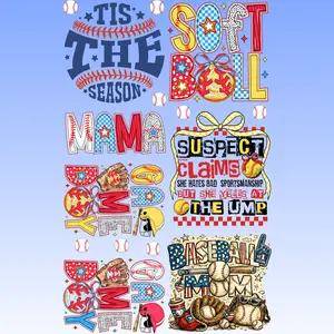 Softball & Baseball Mom DTF Design Bundle 11 inches Ready-to-press Transfers with Game Day Sayings and Bold Patterns for Tees Hoodies Totes and Custom Apparel