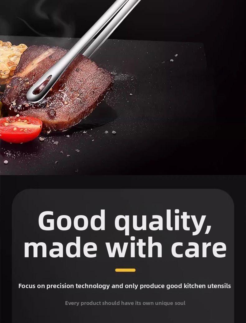 Stainless Steel BBQ Tong Steak Clip Kitchen Food Tongs Non-Slip Barbecue Clamp Cooking Utensils 304 Grade Easy Grip Comfortable Anti-Slip Texture