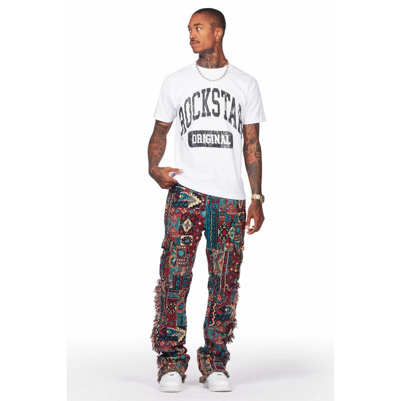 Ayami Red Slim Tapestry Flare Jean