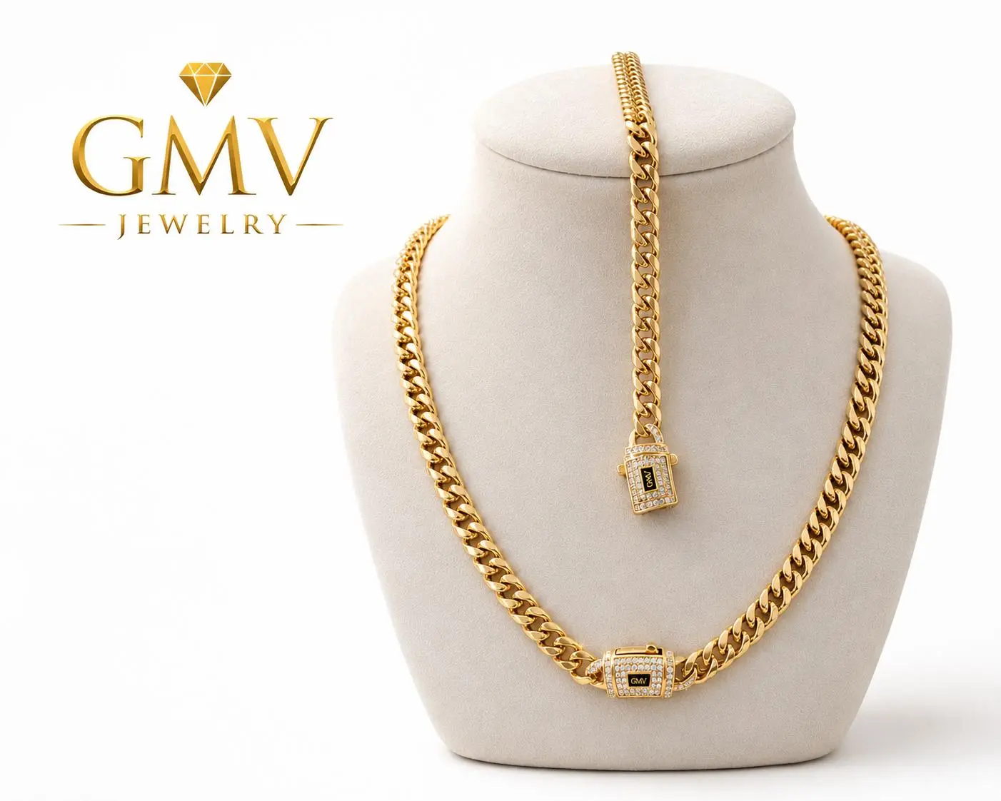 GMV Royal Monarchy - Full Set Necklace and Bracelet Stainless steel premium 22inch 10mm and bracelet 8.5” inch 10mm