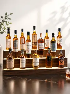 37" LED Lighted Liquor Bottle Display Shelf – App & Remote Control, Music Sync, 3 Step Walnut Illuminated Bar Shelf for Home Bar, Party – American Design, Large Capacity, No Assembly Needed customized