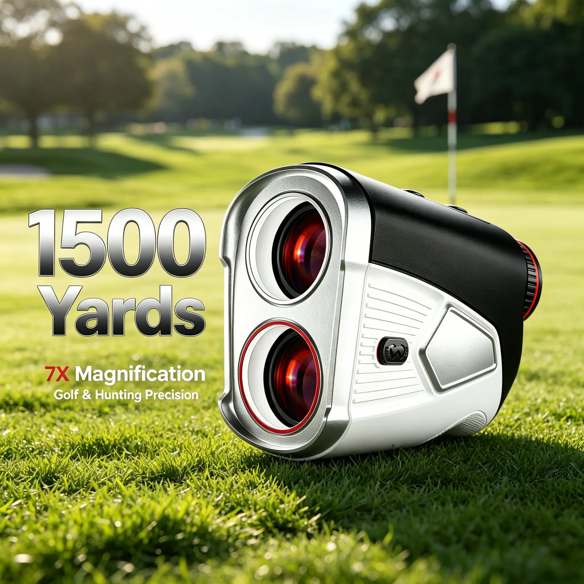 1500 Yards 7X Magnification，Flagpole Lock，Slope Switch，Rechargeable Golf Rangefinder, Portable Laser Range Finder for Golfing & Hunting