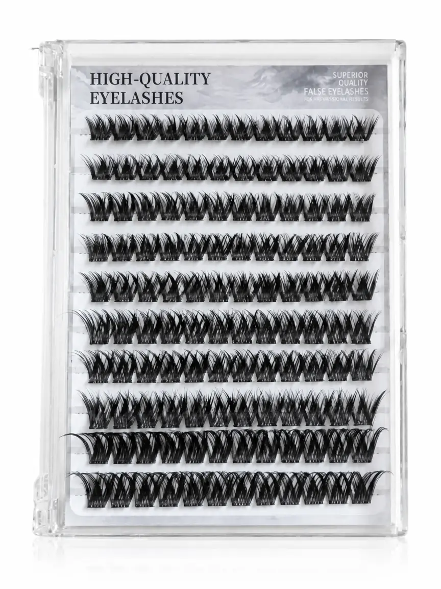 Mixed Length Cluster Lashes 8-17mm Multi Curl DIY Individual False Eyelashes, Fluffy Invisible Band Segmented Lash Extensions for Daily Party Makeup