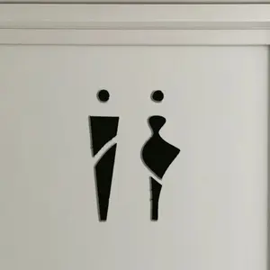 2D Acrylic Bathroom Sign Stickers – 5mm Thick. Gender-Neutral Toilet Door Indicators for Both Men and Women. Perfect for Hotels and Restaurants, Serving As Great Toilet Decoration and Accessories.Decorative Sign
