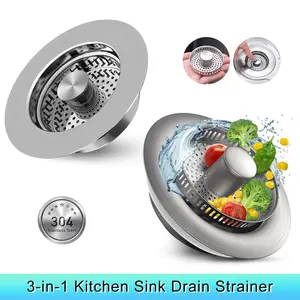 Upgraded 3-in-1 Kitchen Sink Drain Strainer, emergency Clog Rescue, Installs in 10 Seconds, Saves Your Drains Daily