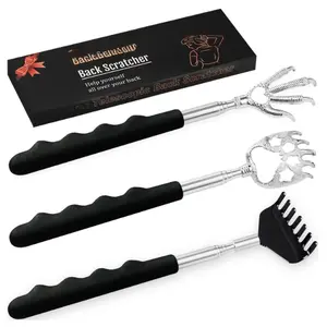 3 Pack Back Scratcher Metal Portable Telescoping with Rubber Handles, Extendable Back Massager Tool with Beautiful Box, White Elephant Stocking Stuffers Gifts for Men Women Christmas Presents