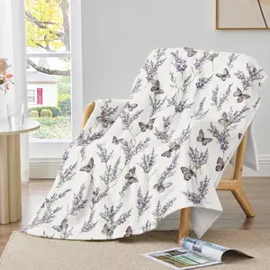 Americana Velvetsoft Throw Blankets - Single-Sided Floral Print Soft Flannel, Cozy Lightweight All-Season Plush Blanket for Sofa, Home Decor & Gifting