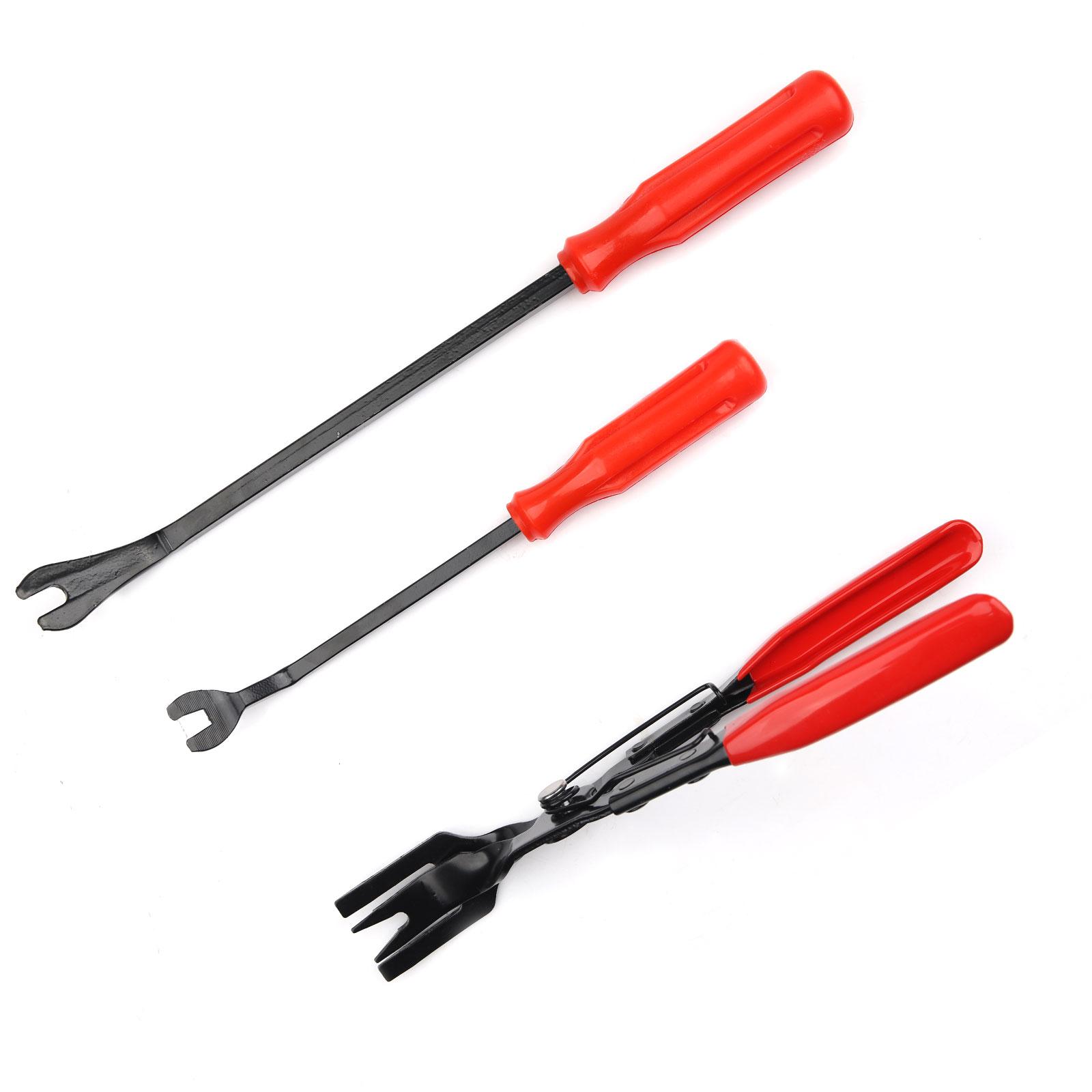 Auto Clip Pliers Set & Fastener Remover | Car Trim Rivet Removal Pry Tool Kit | Heavy Duty CR-V Steel Push Pin Pliers for Door Panel Bumper Fender Retainer Clips