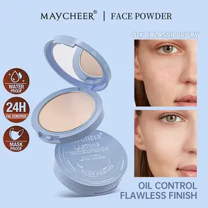 MayCheer Long-Lasting Oil Control Powder Foundation Waterproof Sweatproof Lightweight Breathable Matte Finish Makeup Setting Powder Oil Absorbing Flawless Finish