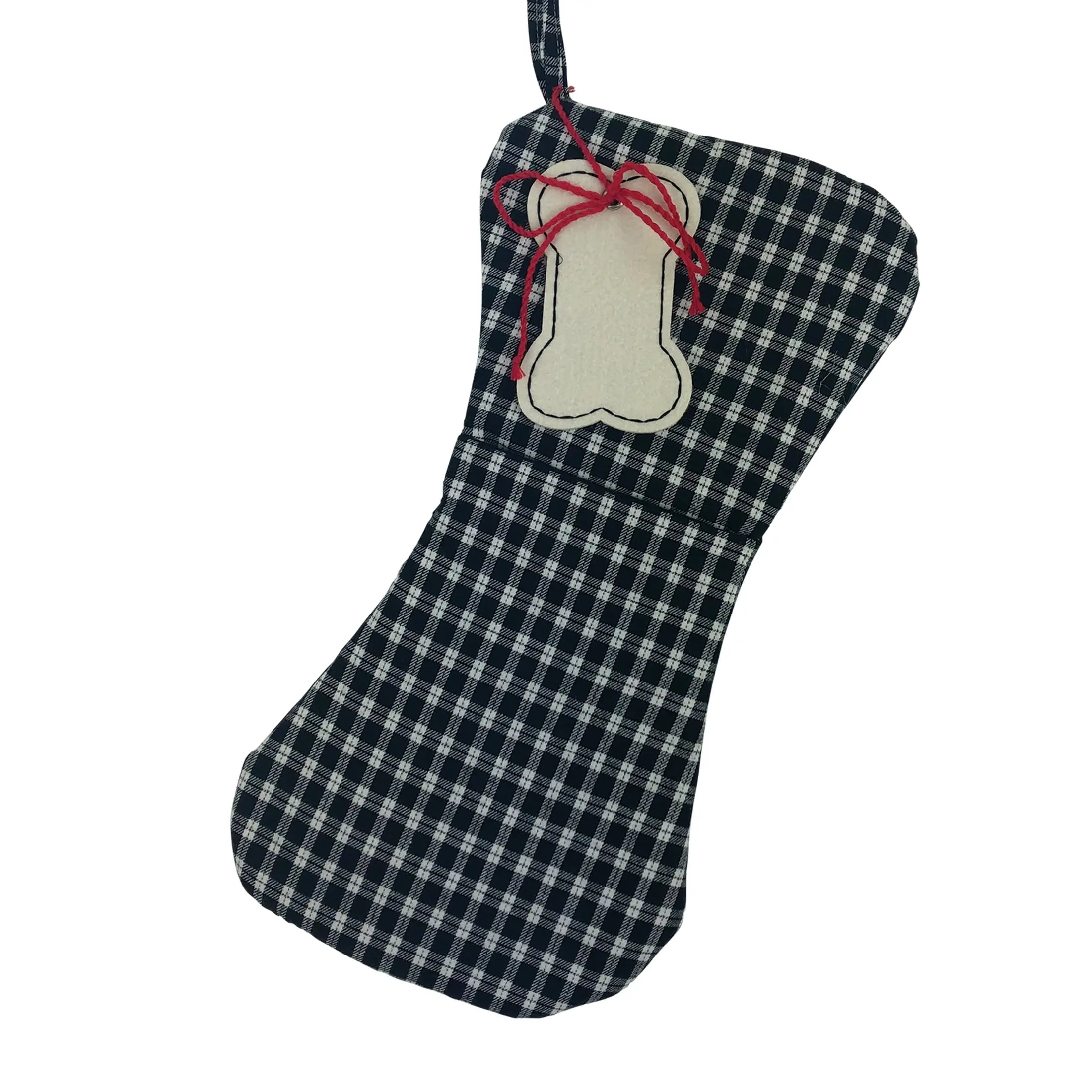 Giftsforyounow Black Plaid Dog Christmas Stocking With Bone Decoration  Pet Holiday Fireplace Stocking