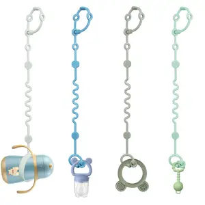 Toy Straps for Baby, Adjustable Toy Holder for Stroller Accessories, Silicone Tether Pacifier Clip, No Throw Travel Essential Leash for High Chair, Car Seat (boy-4 Pack)