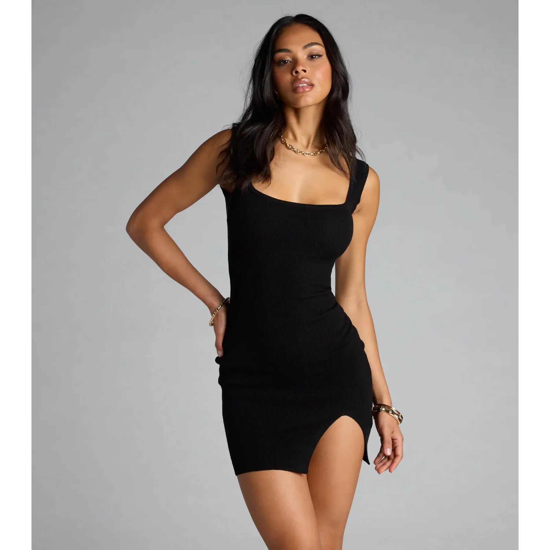 Basic Babe Sleeveless Bodycon Slit Mini Dress - TikTok Shop Basic Babe Sleeveless Bodycon Slit Mini Dress - TikTok Shop