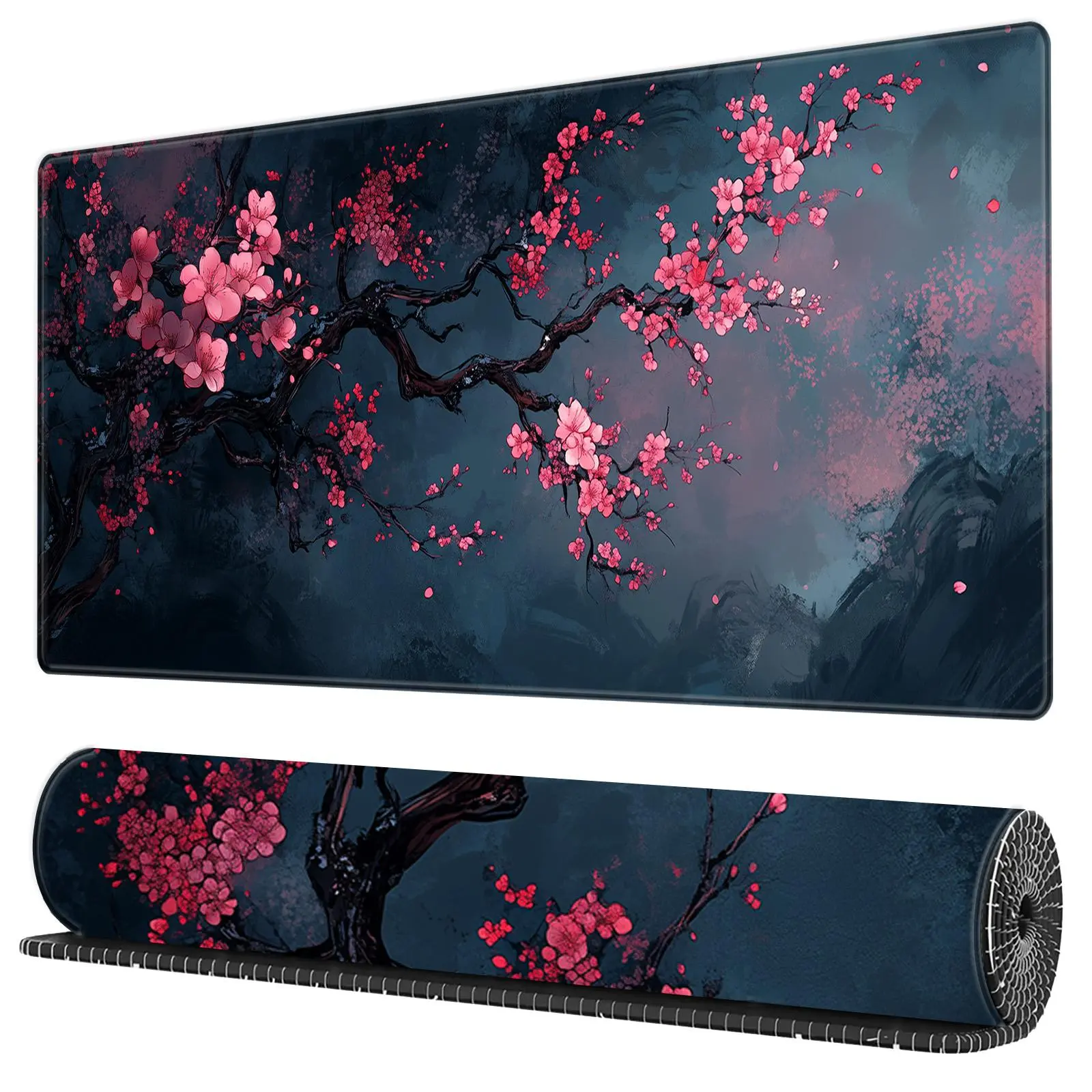 BHJLAXR Cherry Blossom Pattern Computer Mouse Pad, 1 Count Rectangle Gaming Mouse Pad, Anti-slip Rubber Base Mouse Mat for Work, Gaming, Office Desk Mat